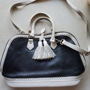 Danier black and cream leather handbag